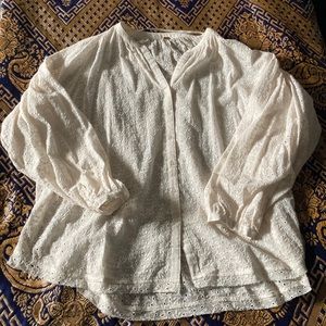 Elegant White Eyelet Blouse